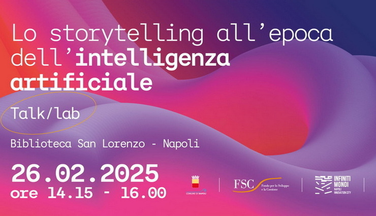Locandina incontro su storytellin e AI